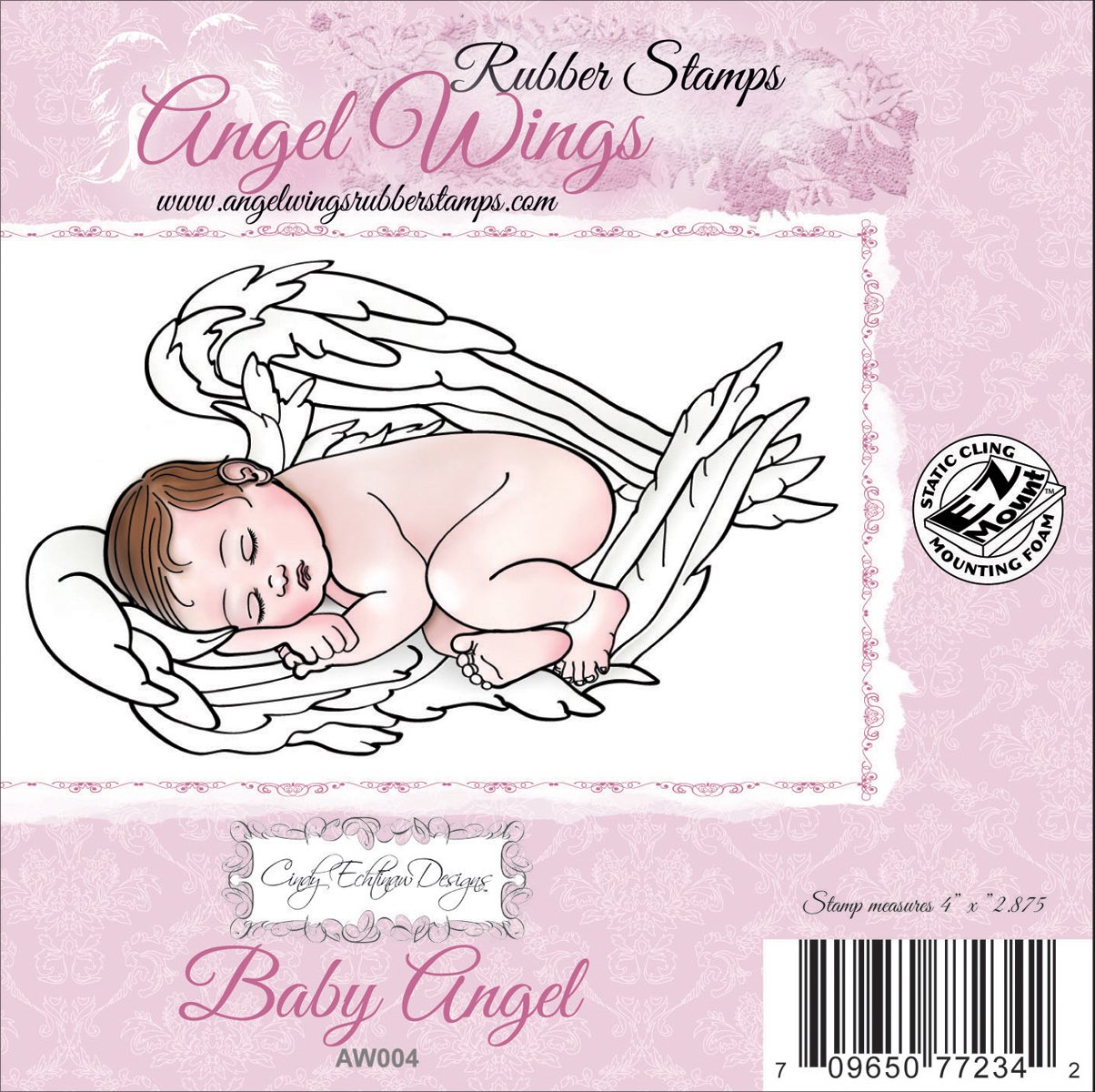 Angel Wings Cling Mounted Stamp 4''X3''-Baby Angel Angel Wings Cling Mounted Stamp 4''X3''-Baby Ang