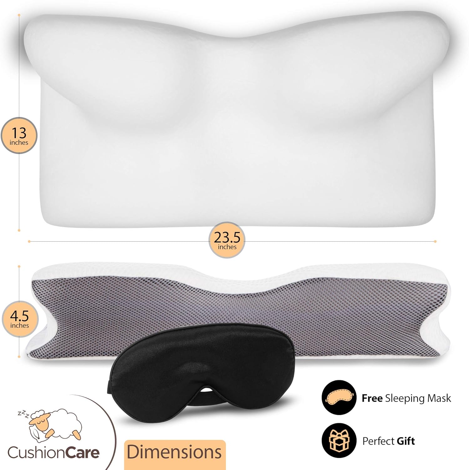 Cervical Memory Foam Pillow for Neck and Shoulder Pain – Ergonomic, Orthopedic Pillow for Side, Back, Stomach Sleepers - Contour Pillows for Sleeping - Premium Bedding Accessories - Free Sleeping Mask: Office Products