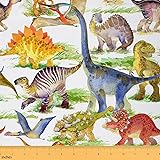Dinosaur Fabric by The Yard, Cartoon Dino