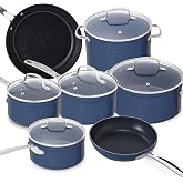 Nuwave 12pc Forged Lightweight Cookware Set, PFAS Free, Induction-Ready | G10 Healthy Duralon Ceramic Ultra Non-Stick Coating, Vented Tempered Glass Lids, Stay-Cool Handles, Works on All Cooktops