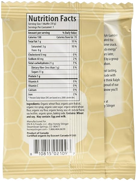 HONEY STINGER, WAFFLE STINGER VANILLA ORGANIC, 1 OUNCE