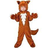 Furry Fox Costume for Toddlers | Soft Fuzzy Fox Jumpsuit Outfit | Cute Woodland Animal Costumes for Children