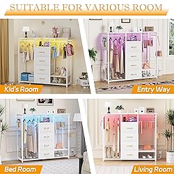 YAKANJ Dresser for Bedroom with 2 Clothes Racks,4