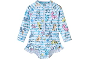 UMELOK Baby Girls One Piece Swimsuit Infant Bathing Suit Long Sleeve Rash Guard Swimwear with UPF 50+ Sun Protection