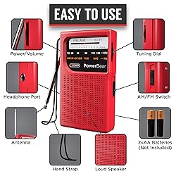 PowerBear Portable Radio | AM/FM, 2AA Battery