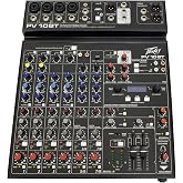 Peavey PV 10 BT Compact Mixer with Bluetooth, small | Wireless streaming ready, small mixing sound board footprint, live gig and studio use, simple level control, DJ friendly