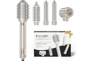 MESCOMB Upgraded 5-in-1 Hot Air Styler – Hair Dryer & Versatile Air Styler with Auto Wrap Curlers, Volumizing Brushes, Frizz-Free Hair Styler Tool for Curling, Smoothing & Adding Volume, Gift for Women
