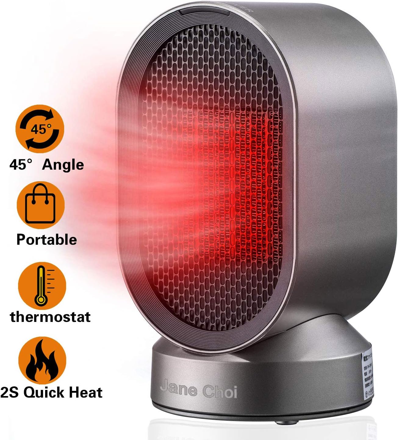 Electric Heater Fan, Portable Min Desktop Fan Heater with Heat