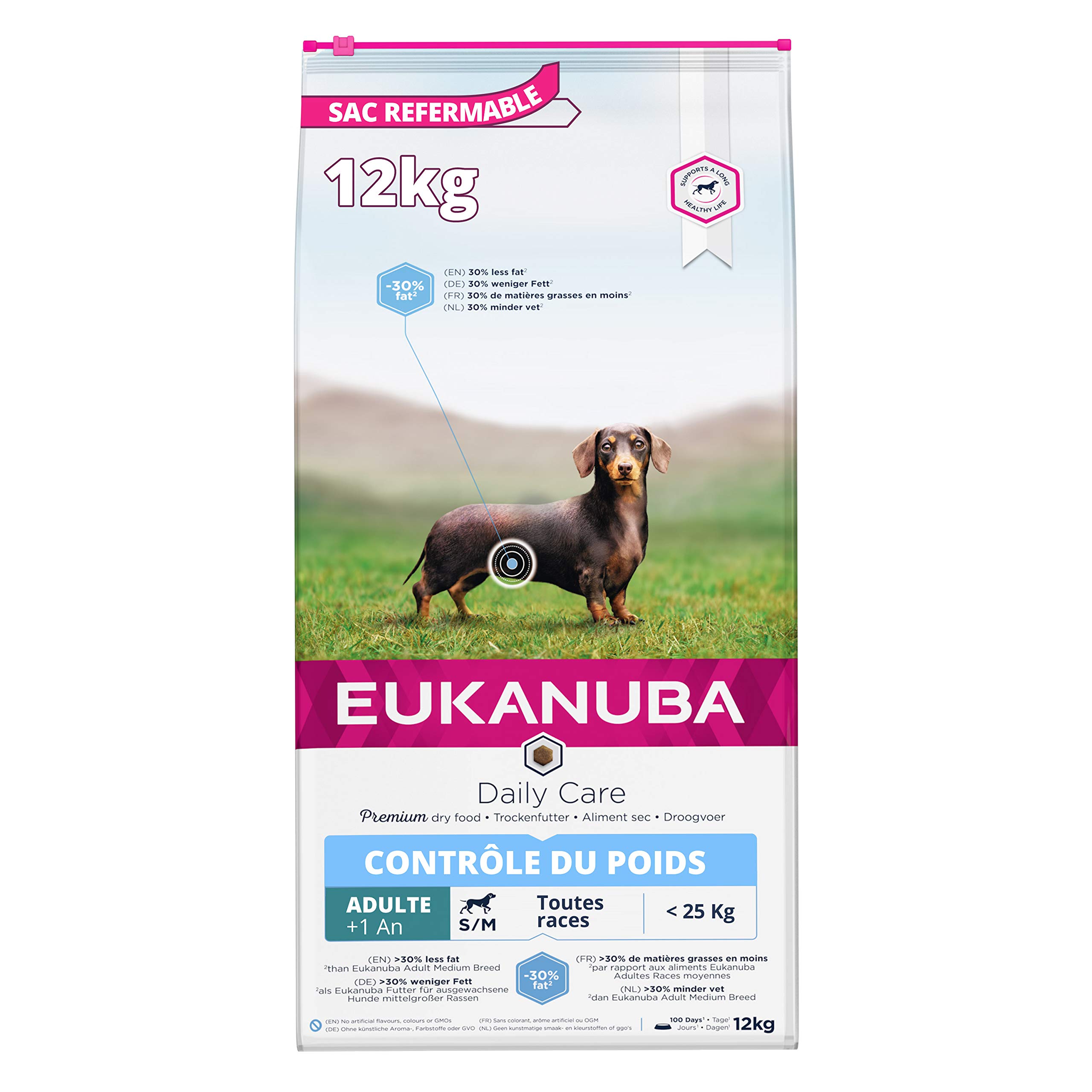 Eukanuba Adult Dry Chicken Dog Food Weight Control for Medium Breed, 12 kg