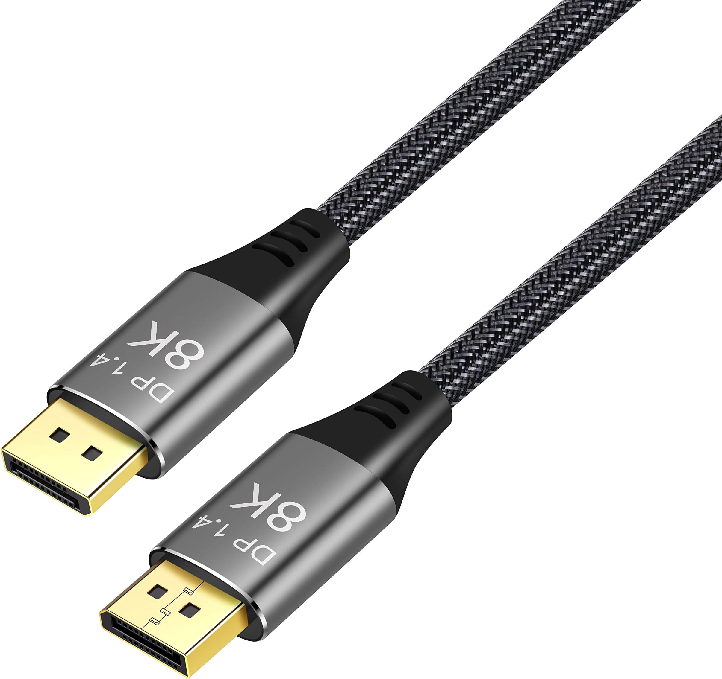 YIWENTEC 2M 6.6FT Copper Cord Ultra HD 8K 4K DisplayPort Cable DP 1.4 8K@60Hz 4K@144Hz High Speed 32.4Gbps HDCP 3D Slim and Flexible DP to DP Cable (2M, 8K)
