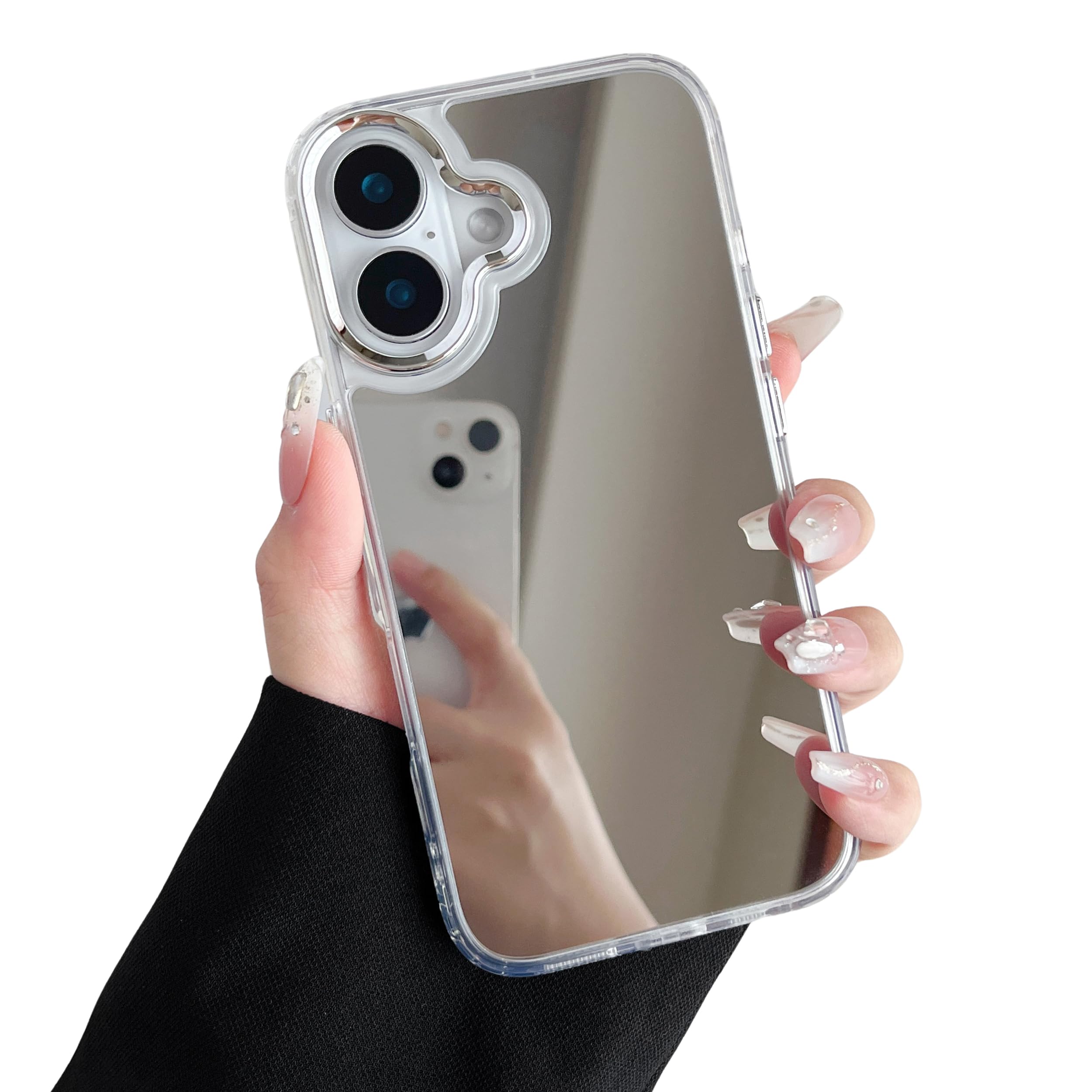ZTOFERA Case for iPhone 16 Plus, Luxury Mirror Makeup Case Clear Bright Back Soft TPU & Hard PC Slim Case, Full Camera Protective Shockproof Anti-Scratch Cover for iPhone 16 Plus 6.7"- Clear — image 1