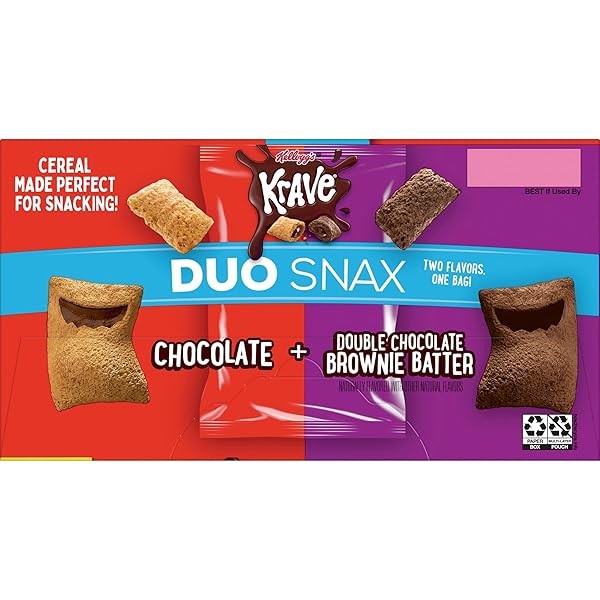 KRAVE DUO SNAX CEREAL SNACKS, KIDS SNACKS, LUNCH SNACKS, CHOCOLATE AND DOUBLE CHOCOLATE BROWNIE BATTER, 5OZ BOX (10 POUCHES)