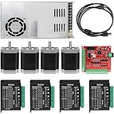 RATTMMOTOR CNC Controller Kit, 4 Axis CNC Kit for CNC Machine | Nema23 Stepper Motor 57*76mm 270Oz-in 3A 1.8Nm, TB6600 Driver, USB Mach3 CNC Motion Control Card, 24V Power Supply