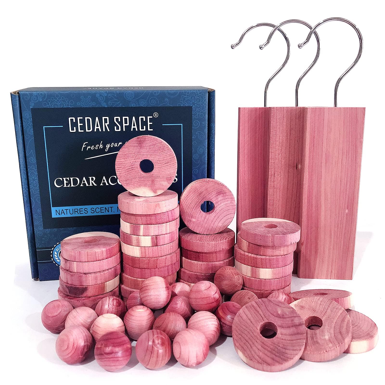 Photo 1 of Cedar Blocks for Clothes Storage, Cedar Wood Chips and Balls for Drawer 60PCS, Closet and Kitchen Freshener, 100% Natural Cedar Blocks