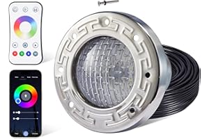HQUA PN04DC Inground Pool/Spa Lighting System RGBW Color Change 6 Inch 50W LED, Remote/APP Control, 120V AC, 100 Feet Cord, UL Listed Transformer Included