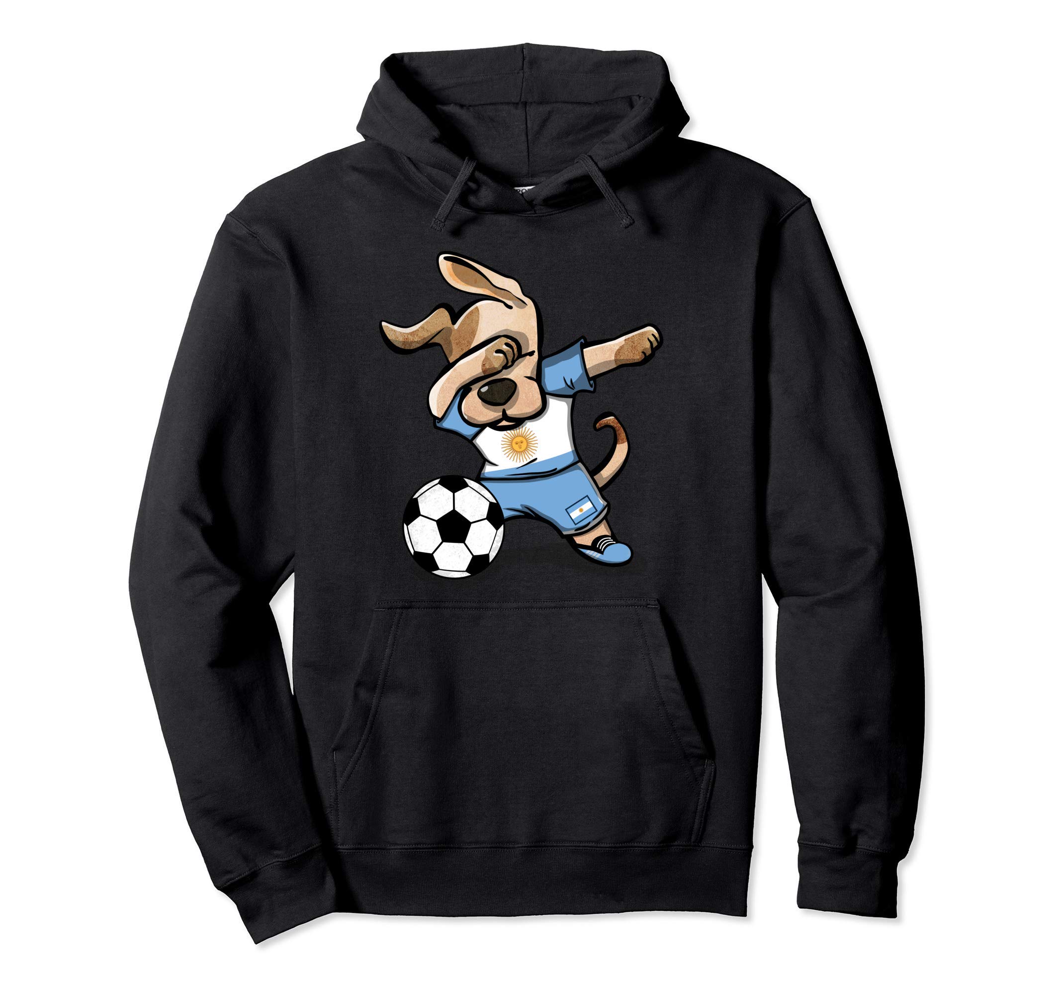 Funny Dabbing Dog Argentina Soccer Argentinian Flag Football Pullover Hoodie