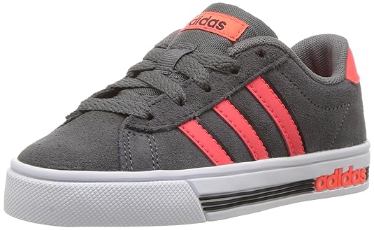 adidas NEO Big Kids' Daily Team K Sneaker,Grey Five/SOLAR RED/Black,4 Medium US Big Kid