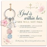 2.43 Inch Crystal Keychain Gifts For Women, Friend, Coworker, Daughter, Mom | Made With 3 Types Of Genuine Stone Beads And Stainless Steel Ring, Lightweight 2.43 Inch Keychain, Includes Sentimental Card