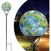 Solar Lights Outdoor Decorative Solar Mosaic Garden Stakes Cracked Glass Decorative Waterproof Outdoor Lights for Landscape Patio Yard Walkway Decoration Green