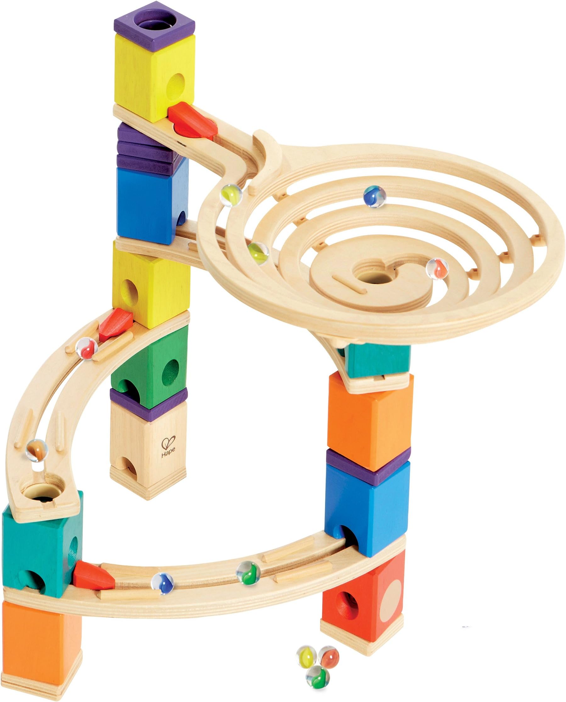 Hape Quadrilla Wooden Marble Run Builder-Roundabout-High Quality Wooden Safe Play-Smart play for Smart Family-Quality Time Playing Together