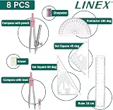 Linex Geometry Set 10-Piece Exam Kit Pink with Self-Centring Compasses Case view 5