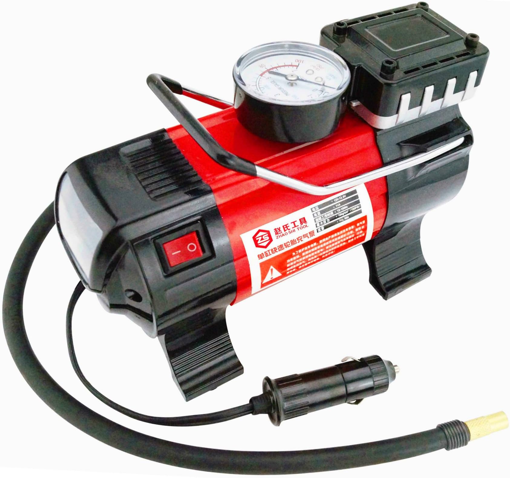 DC 12 V electric, single cylinder, car mini air compressor with LED lamp [Energy Class A+++]