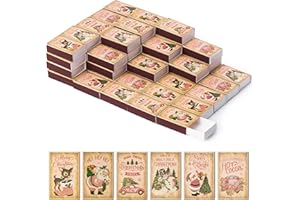 BUoonyer Christmas Blank Matches Boxes - 60PCS Xmas Vintage Match Storage Containers, Christmas Themed Fireplace Matchbook Bulk Holder Decorative for Guests Gift Party Favor (No Matches Included)
