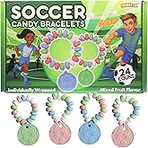 Soccer Candy Bracelets, Sports Themed Edible Jewelry, Individually Wrapped Team Party Favors, 24 Count, 10.16 Ounces