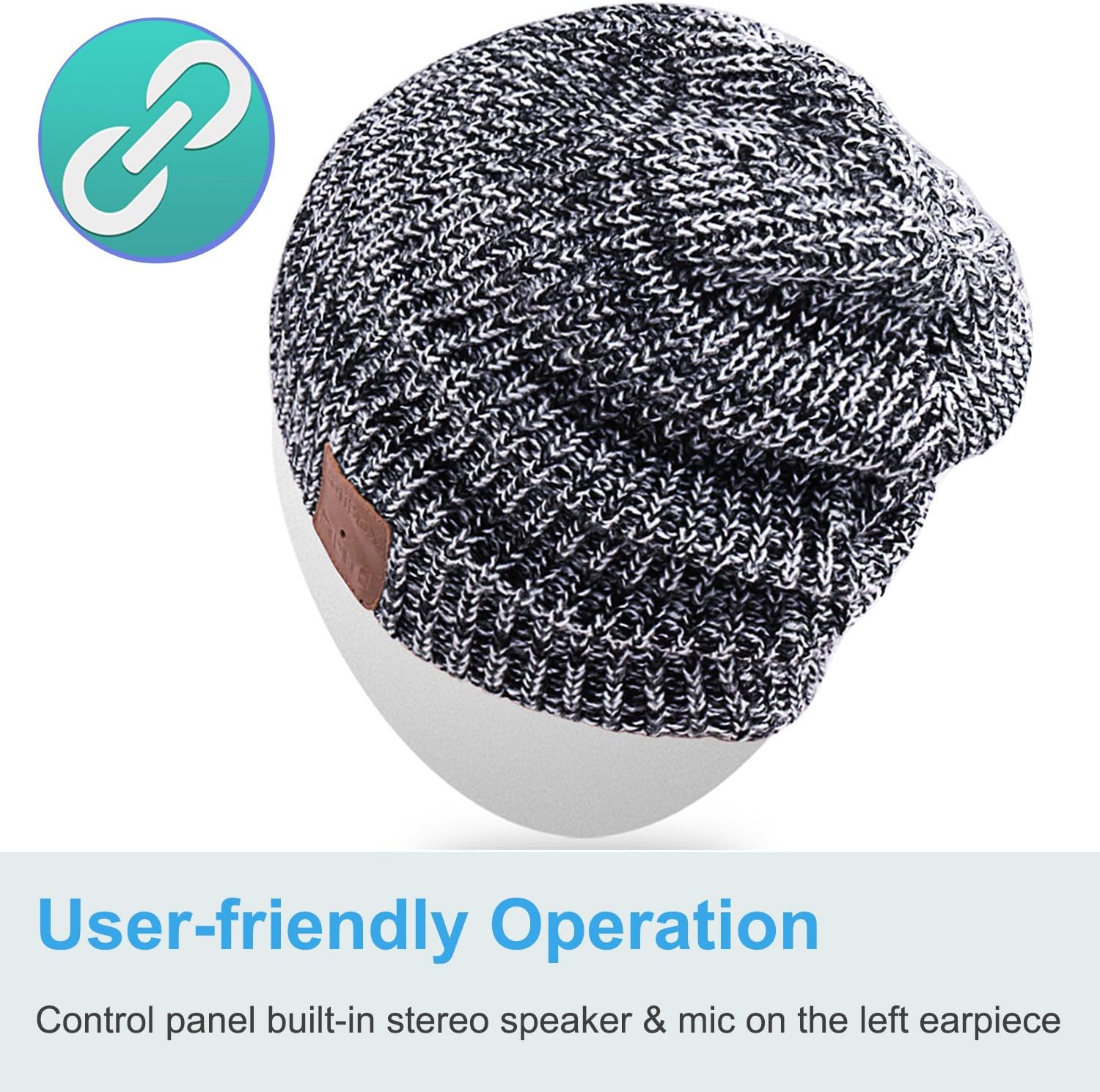 Qshell Bluetooth Beanie Hat, Winter Warm Soft Trendy Cap with Wireless Headphone Headset Earphone Stereo Speaker Mic Hands Free for Lifestyle Outdoor Sport,Compatible with iPhone Android - Gray: Electronics