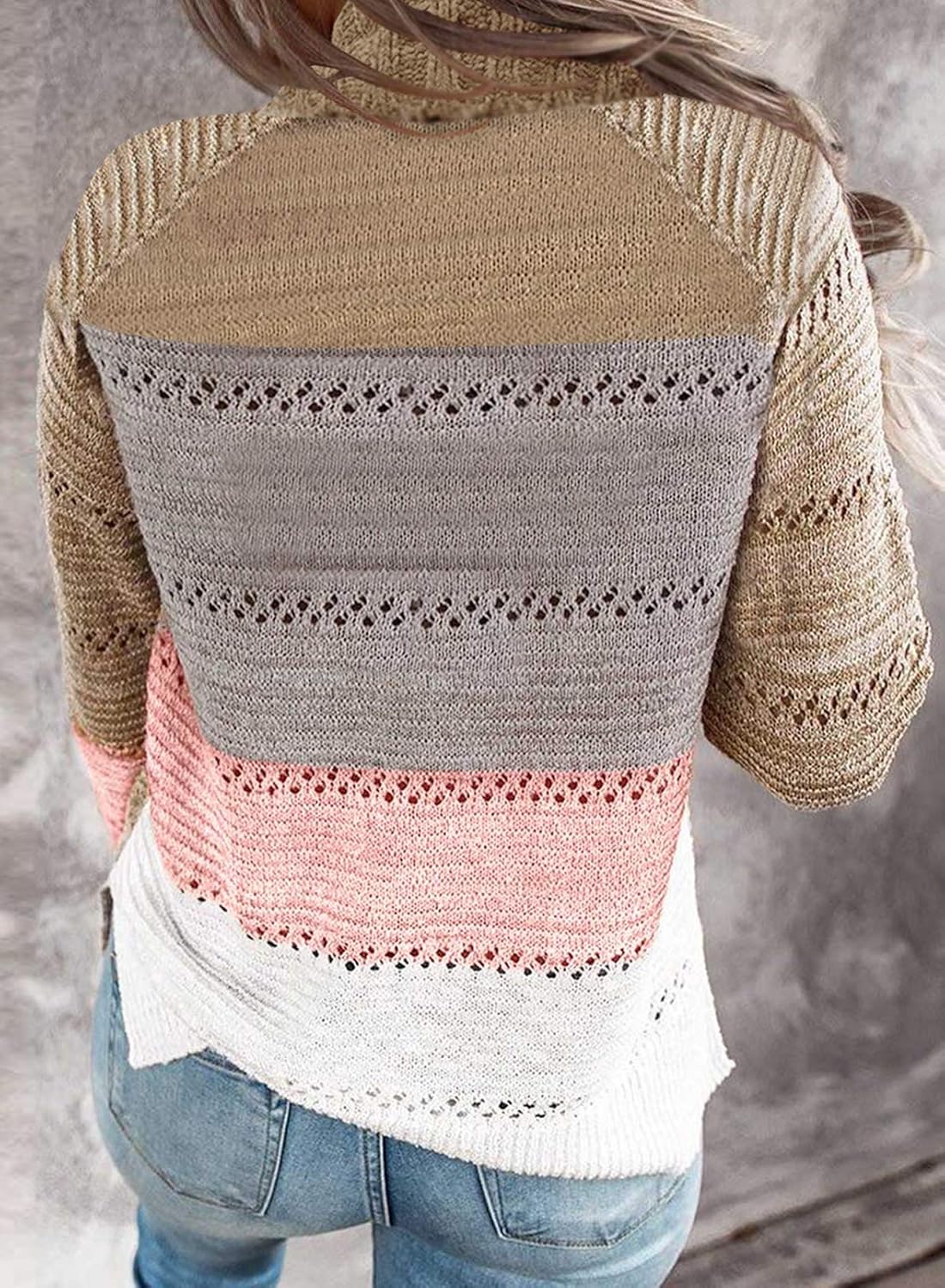 BLENCOT Women's Lightweight Color Block Hooded Sweaters Drawstring Hoodies Pullover Sweatshirts at  Women’s Clothing store