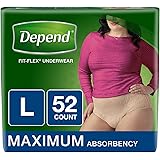 Depend FIT-FLEX Incontinence Underwear for Women, Maximum Absorbency, L, Tan (Packaging may vary)