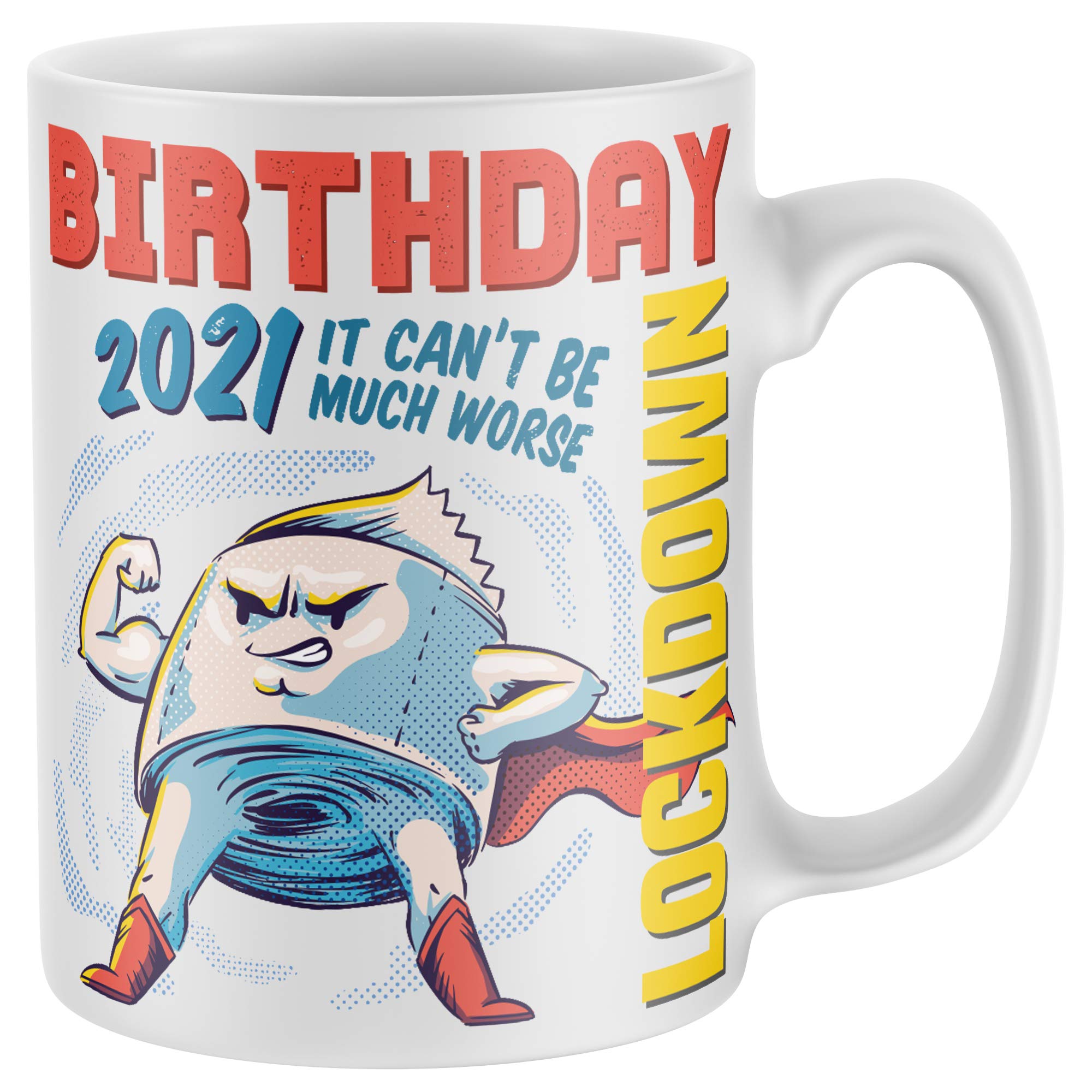 Purple Print House Lockdown Birthday Gift, Funny Mugs, Novelty Mug, Funny Gifts for Men Women 18th 21st 30th 40th 50th 60th, White, One Size