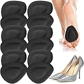 Shynek 10 Pack Metatarsal Pads for Foot Ball of Foot Cushions for Heel, Soft Gel Foot Pads Self Adhesive Forefoot Pad Insoles, Reusable Foot Pads Pain Lessen Morton Neuroma for Women and Men (Black)