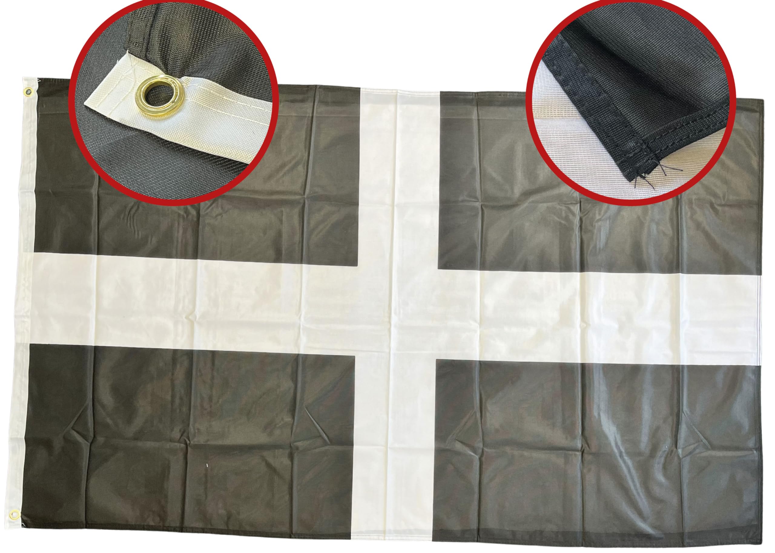 NWFlags Cornwall Flag 5ft x 3ft | Outdoor Heavy 110d Knitted Polyester | 5x3 Cornish St Pirans English County Heavy Duty Strong Flag for Garden Flagpole with 2 metal eyelets