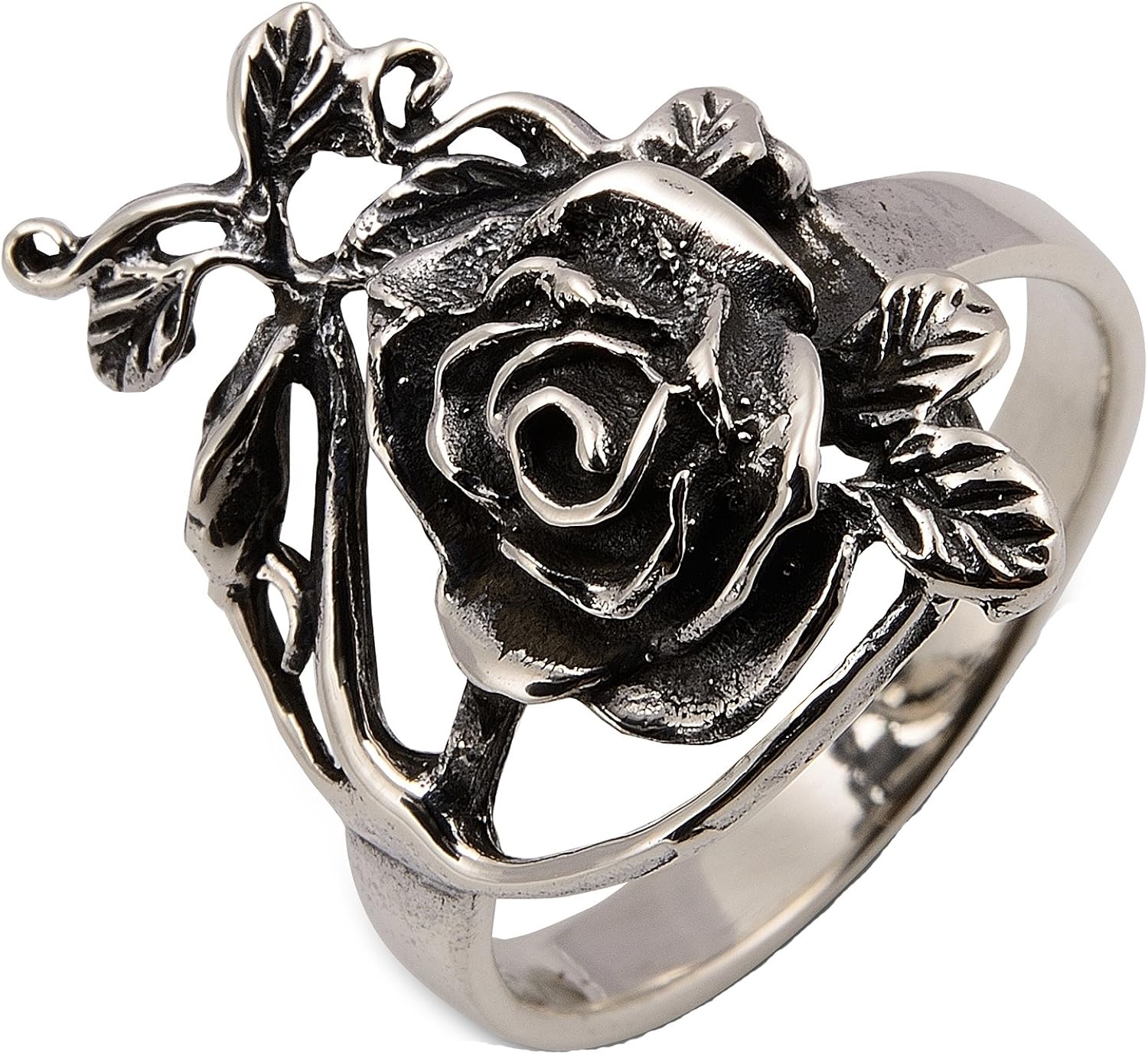 Lovely Rose Flower Ring 925 Sterling Silver Jewelry