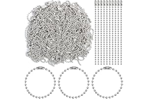 Kastetards 80 Pcs Silver Ball Chains,10cm/3.93in Length Key Chains with Connectors,Bulk Dog Tag Metal Chain,Adjustable Length