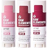 Raw Elements Tinted Lip Sun Kissed, Ocean Mist, Magma Red SPF 30 .15 oz Sunrise Pack