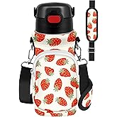 Miss Adola Water Bottle Carrier with Strap - Insulated Neoprene Water Bottle Holder Bag with Pocket for 14-20 oz