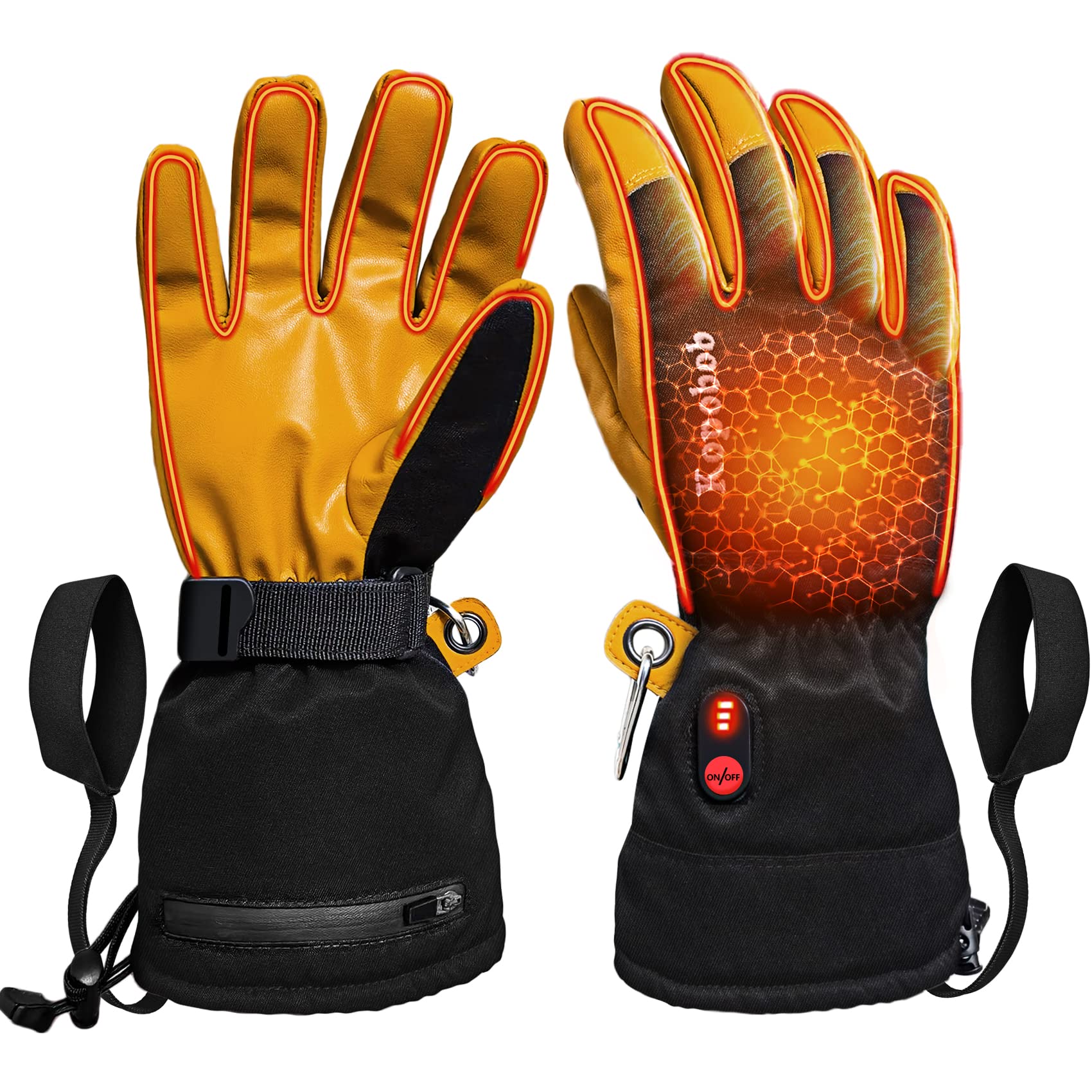 EXCLUSKY Heated Gloves for Men and Women,7.4V 5000 mAh Battery Heated Gloves Rechargeable,USB Heated Motorcycle Gloves,3 Heating Temperature Adjustable,Winter,Cycling, Motorcycle,Skiing, Work
