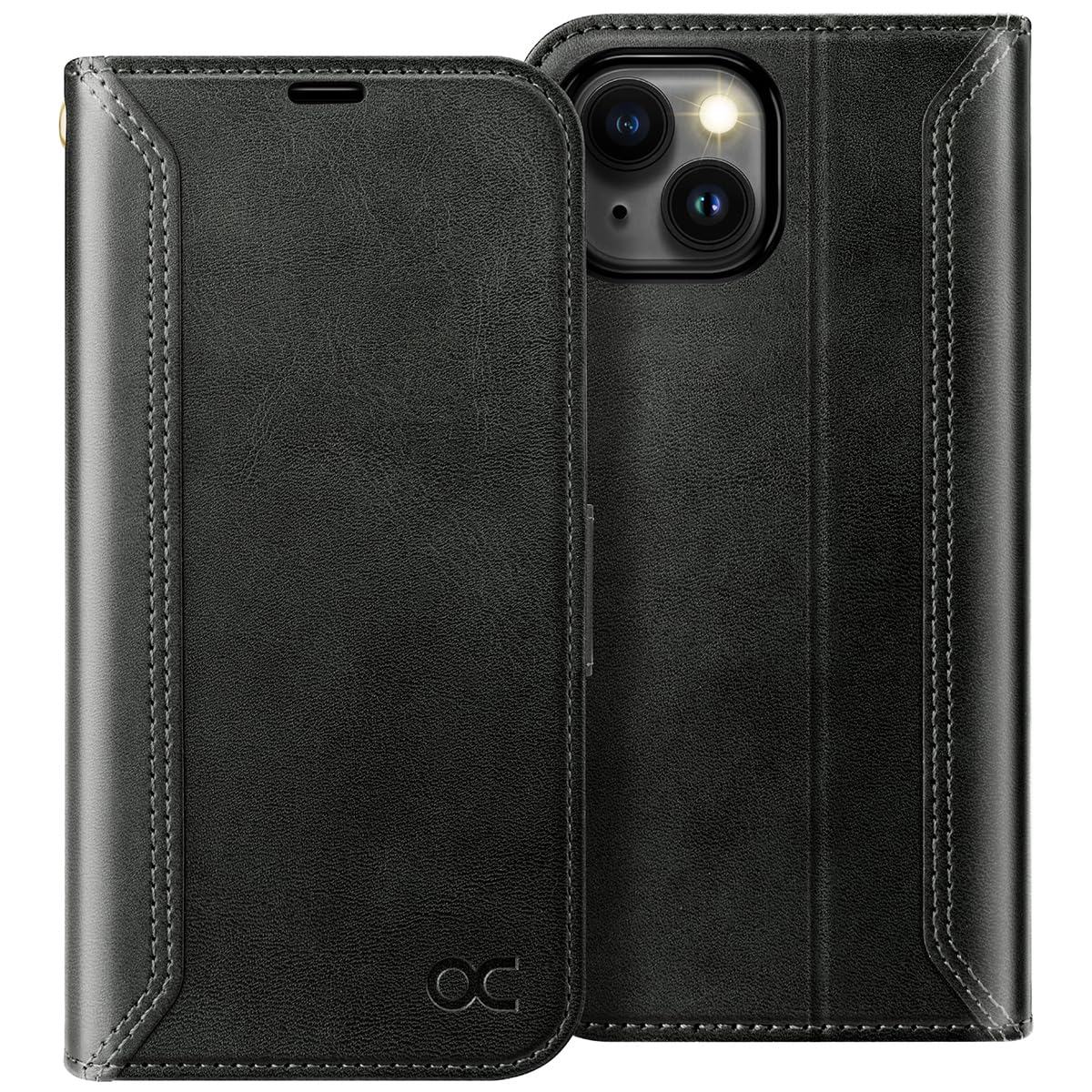 Photo 1 of OCASE Compatible with iPhone 15 Wallet Case, PU Leather Flip Folio Case with Card Holders RFID Blocking Kickstand [Shockproof TPU Inner Shell] Phone Cover 6.1 Inch 2023, Retro Black