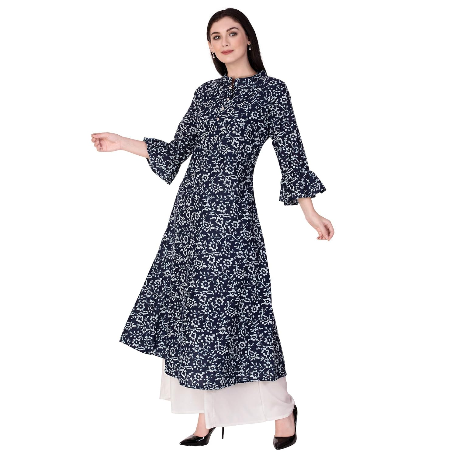 crazora women's cotton printed a-line kurta with palazzo set