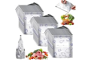 IAOLOSE 30Pcs Reusable Aluminum Foil Sealable Storage Bags, 2026 New Resealable Vacuum Zipper Pouches for Food, Stand Up Foil Sealable Bags with Label and Zip Lock for Vegetable (Large)