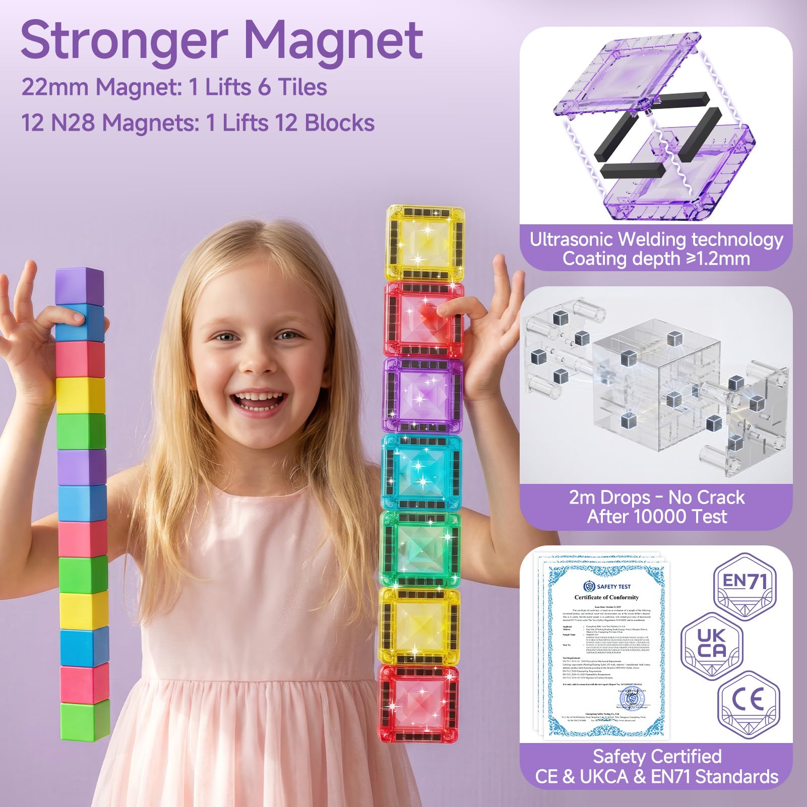Magnetische Bausteine Reiseset: 48-Teile Magnetspielzeug mit Metallbox 7