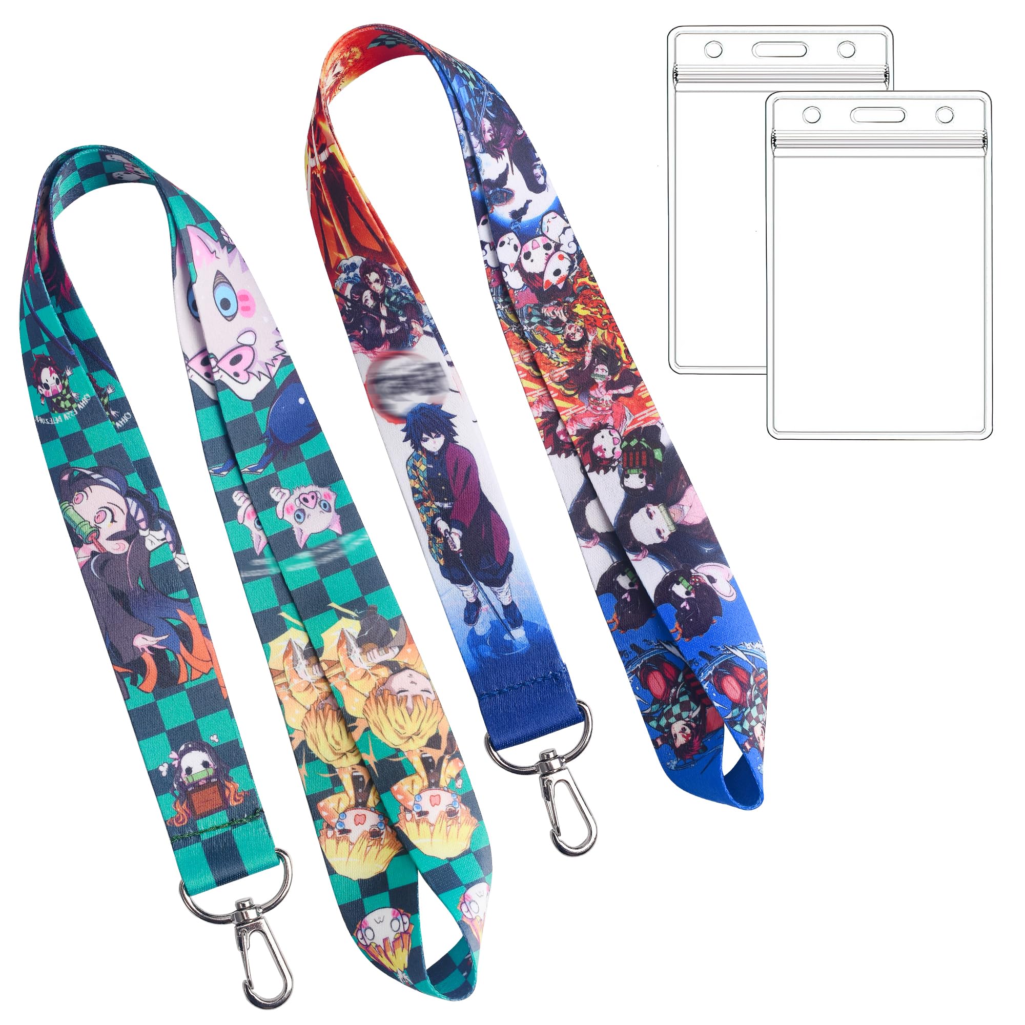 GTOTd Japan Anime Lanyard (2Pcs) with ID Holder for Keys String Wallet for Anime Gifts Merchandise Party Supplies for Decorations Keychain Teens