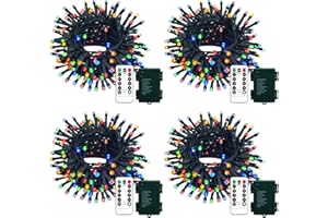 ZAIYW 4 Pack Christmas String Lights Battery Operated, Total 66Ft 200LED Fairy String Lights with Timer Remote 8 Modes Twinkle String Lights for Xmas Garland Tree Decor (Multicolor)