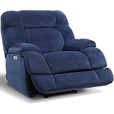 EONIX Dual Motor Zero Gravity Power Recliner with Heat &amp; Massage, Navy Blue | Infinite Position, Home Function, Lay Flat, Independently Controlled Backrest and 3.1" Extended Footrest, Side Pockets