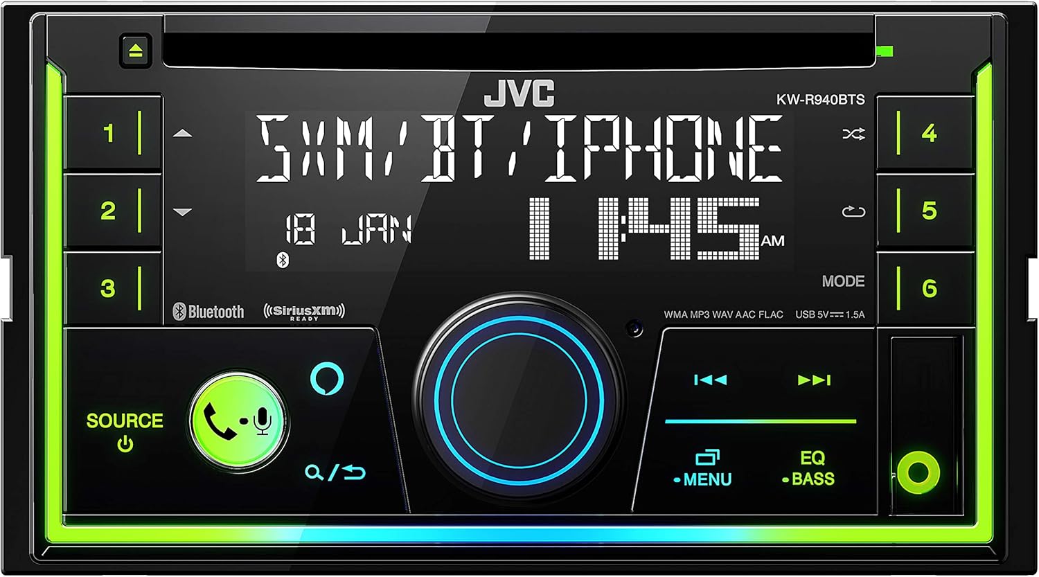 Jvc Kw R940bts Bluetooth Car Stereo Receiver With Usb Port Lcd Display Am Fm Radio Mp3 Player Double Din 13 Band Eq Black Electronics Amazon Com