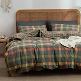 VM VOUGEMARKET Plaid Comforter Set Queen Colorful Grid Checkered Comforter with 2 Pillowcases Modern Style Bedding Set for All Seasons-90 x90