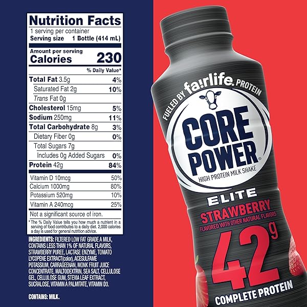 CORE POWER ELITE HIGH PROTEIN SHAKE, STRAWBERRY, 42G BOTTLE, 14OZ