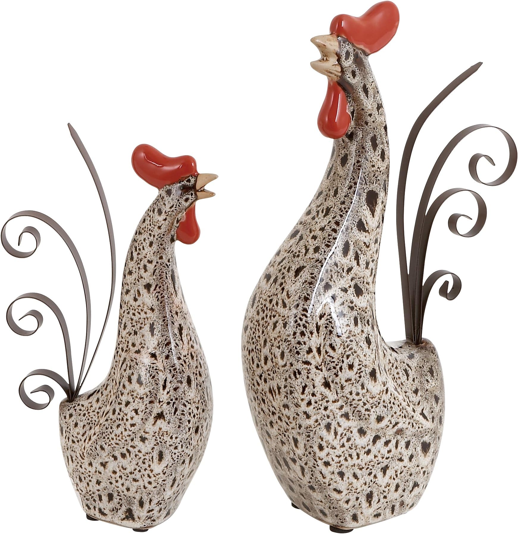 Farmhouse Cream Ceramic Garden Sculpture Set